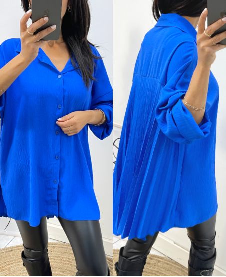 CAMICIA OVERSIZE PLISSETTATA SUL RETRO AW349 BLU ROYAL