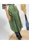 CHEMISE OVERSIZE DOS PLISSEE AH349 VERT MILITAIRE