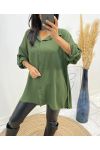 CAMISA OVERSIZE CON ESPALDA PLISADA AW349 VERDE MILITAR