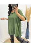 CAMICIA OVERSIZE PLISSETTATA AW349 VERDE MILITARE