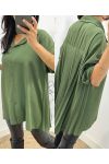 CAMICIA OVERSIZE PLISSETTATA AW349 VERDE MILITARE