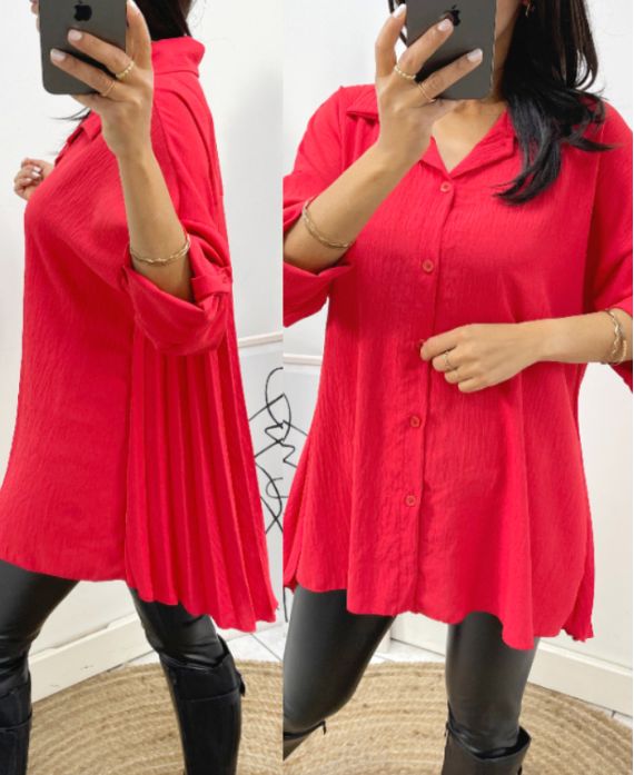 CAMICIA OVERSIZE PLISSETTATA AW349 ROSSO