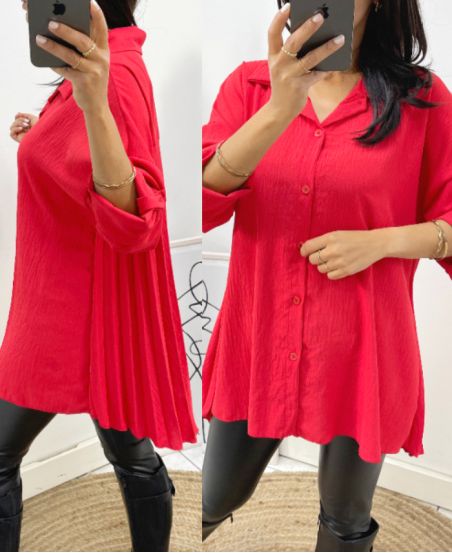 CAMISA OVERSIZE CON ESPALDA PLISADA AW349 ROJA