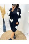 HEART KNIT DRESS AW494 BLACK/WHITE