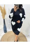 HEART KNIT DRESS AW494 BLACK/WHITE