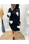 HEART KNIT DRESS AW494 BLACK/WHITE