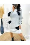 HEART KNIT DRESS AW494 GREY