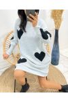 HEART KNIT DRESS AW494 GREY