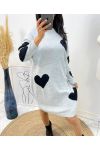 HEART KNIT DRESS AW494 GREY