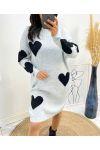 HEART KNIT DRESS AW494 GREY