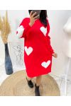 HEART KNIT DRESS AW494 RED