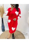 HEART KNIT DRESS AW494 RED