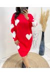 HEART KNIT DRESS AW494 RED