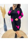 ABITO CUORE IN MAGLIA AW494 NERO/FUSHIA