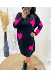 ABITO CUORE IN MAGLIA AW494 NERO/FUSHIA