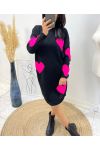 ABITO CUORE IN MAGLIA AW494 NERO/FUSHIA