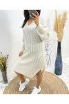 V-NECK KNIT DRESS AH518 BEIGE