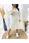 V-NECK KNIT DRESS AH518 BEIGE