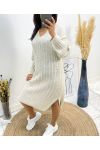 V-NECK KNIT DRESS AH518 BEIGE