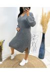 KNIT V-NECK DRESS AH518 GREY