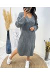 KNIT V-NECK DRESS AH518 GREY