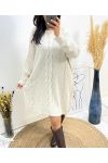 OVERSIZE-STRICKKLEID MIT ZOPFMUSTER AW515 BEIGE