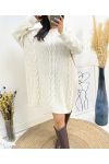 MAXI VESTIDO OVERSIZE DE PUNTO TRENZADO AH515 BEIGE