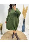 OVERSIZED MAXIKLEID AUS ZOPFMUSTER AH515 KAKI