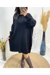 MAXI OVERSIZED STRICKKLEID MIT ZOPFMUSTER AW515 SCHWARZ