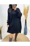 MAXI OVERSIZED STRICKKLEID MIT ZOPFMUSTER AW515 SCHWARZ