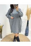 MAXI VESTIDO OVERSIZE DE PUNTO TRENZADO AW515 GRIS