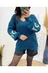 LOVE SLEEVE PULLOVER AW363 PETROL BLAU