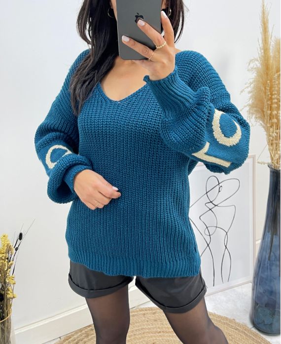 LOVE SLEEVE PULLOVER AW363 PETROL BLAU