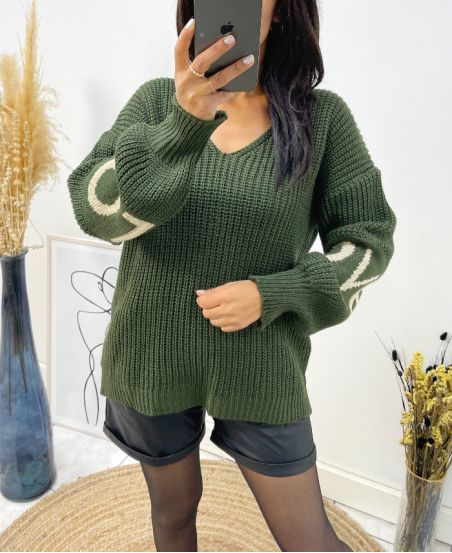 LOVE SLEEVE SWEATER AH363 KHAKI