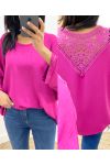 OVERSIZED LACE BACK TOP AW226 FUCHSIA