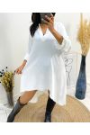 ROBE TUNIQUE OVERSIZE DOS PLISSE AH368 BLANC