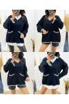 V-AUSSCHNITTTASCHE ABGESTEPPTER PULLOVER AH523 SCHWARZ