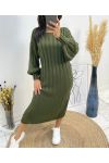 KNIT DRESS WITH PUFF SLEEVES AW510 KAKI