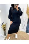 PUFF SLEEVE KNIT DRESS FH510 BLACK