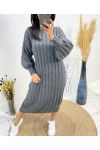 PUFF SLEEVE KNIT DRESS AW510 GREY