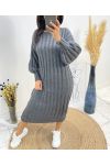 PUFF SLEEVE KNIT DRESS AW510 GREY