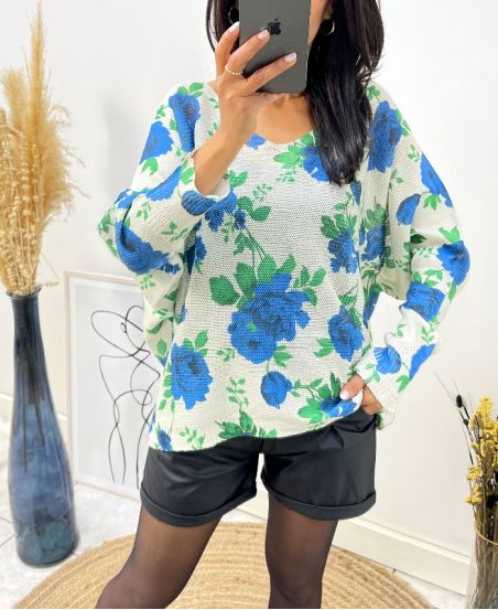 PRINTED SWEATER AW284 BLUE