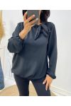 BLOUSE COL A NOUER AH531 NOIR