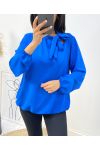 BLOUSE COL A NOUER AH531 BLEU ROYAL