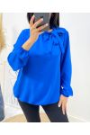 BLOUSE COL A NOUER AH531 BLEU ROYAL