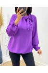 BLUSE MIT BINDEKRAGEN AW531 PLUM