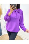 BLUSE MIT BINDEKRAGEN AW531 PLUM