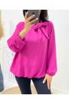 BLUSE MIT BINDEKRAGEN AH531 FUSHIA