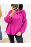 BLUSE MIT BINDEKRAGEN AH531 FUSHIA