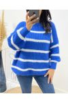 MAXI PULLOVER DOUX RAYE AH191 BLEU ROYAL